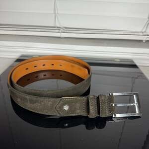Wolf & Shepherd Stealth Chocolate Brown Suede Brushed Buckle Dress Belt 38
